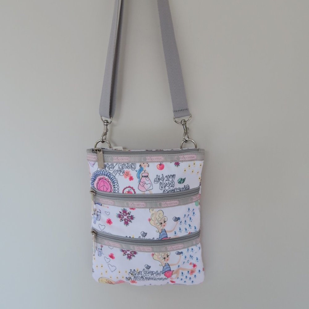 LeSportSac - Pink White Girly Cartoon Minimal Small Crossbody Everyday Bag